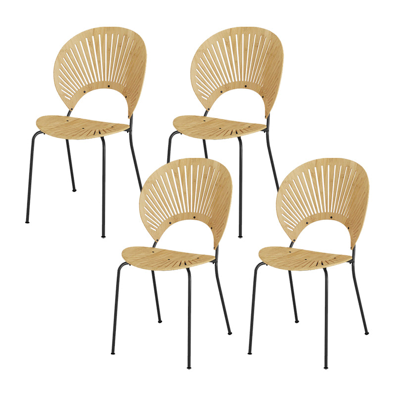 Metal Base Dining Chairs Modern Style Open Back Armless Chair