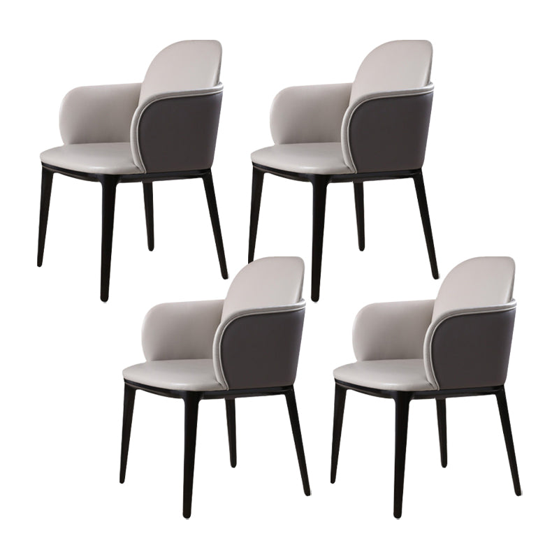 Faux Leather Dining Chairs Industrial Style Arm Chair with Black Leg