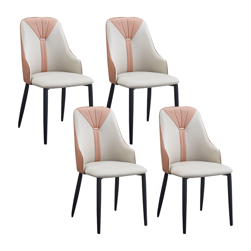 PU Leather Dining Chairs Industrial Style Arm Chair with Black Legs