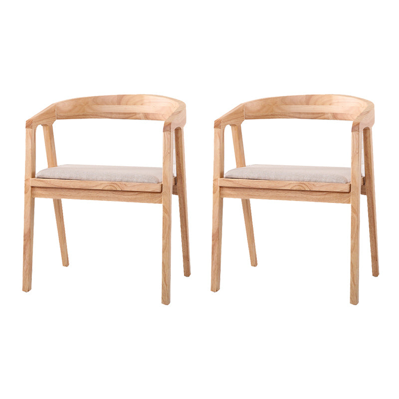 Contemporary Upholstered Arm Chair Home Rubberwood Dining Chair