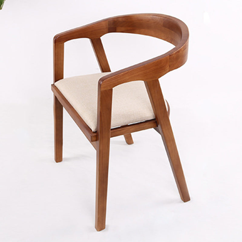 Contemporary Upholstered Arm Chair Home Rubberwood Dining Chair