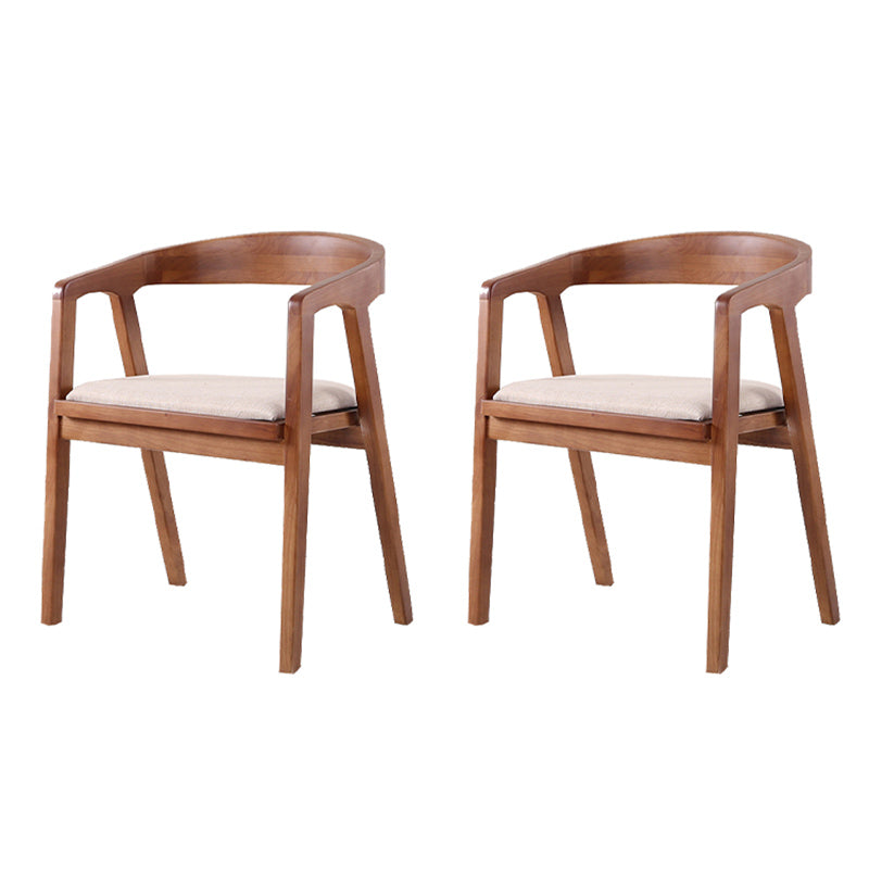 Contemporary Upholstered Arm Chair Home Rubberwood Dining Chair