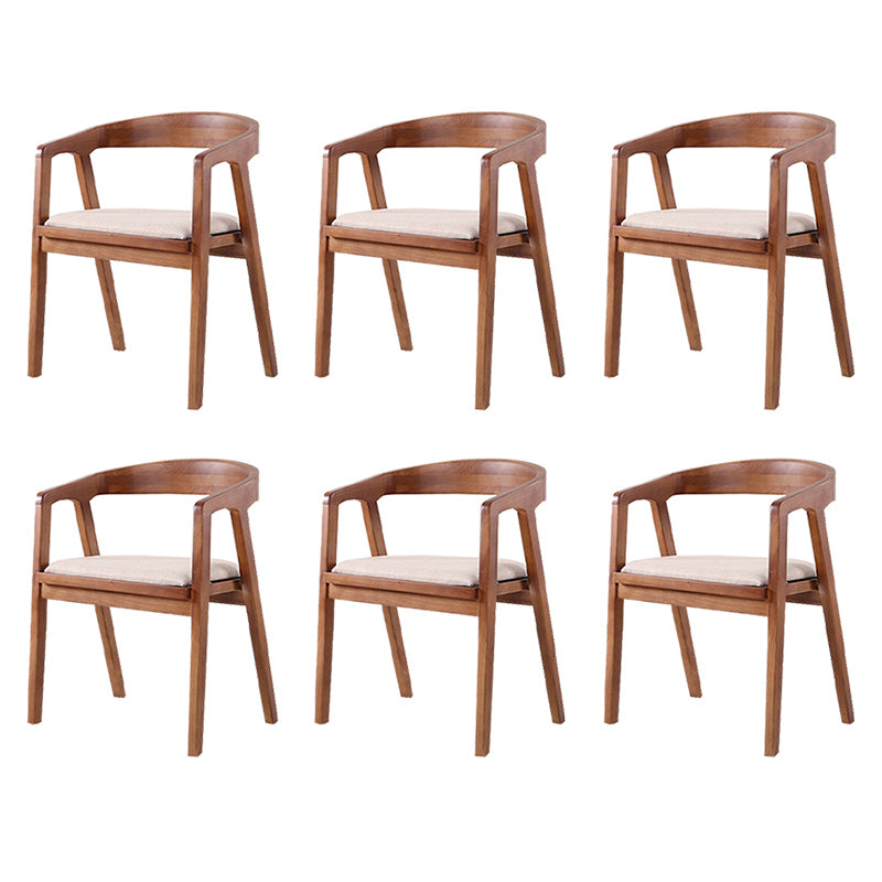 Contemporary Upholstered Arm Chair Home Rubberwood Dining Chair