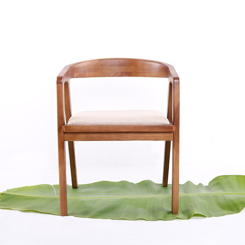 Contemporary Upholstered Arm Chair Home Rubberwood Dining Chair
