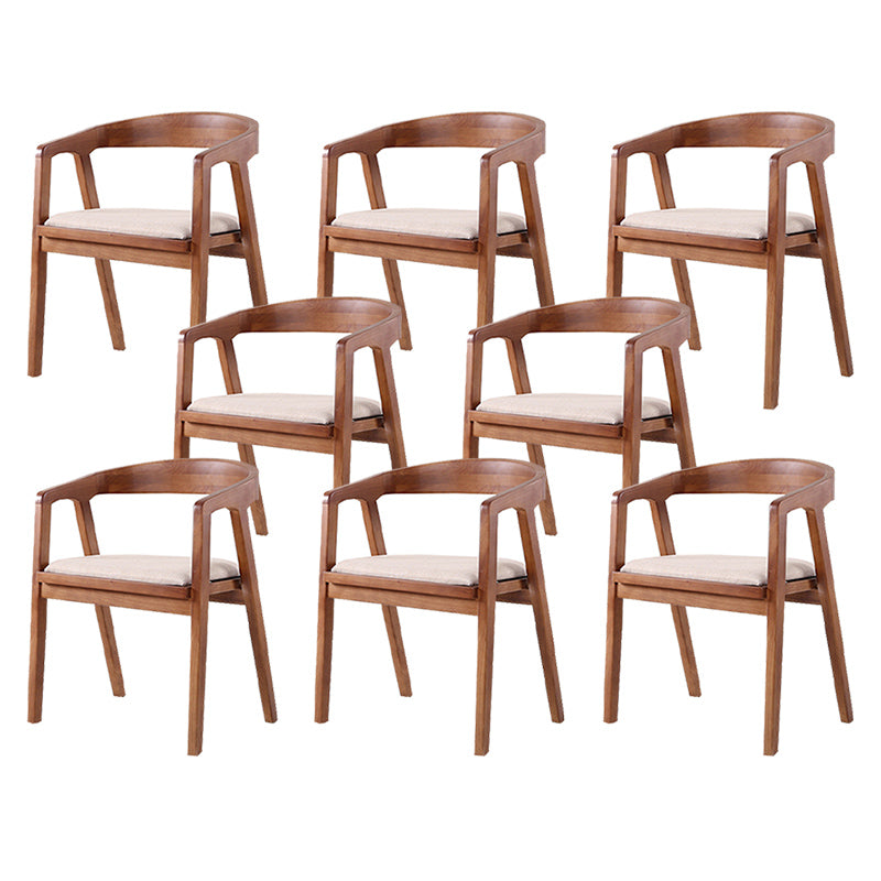 Contemporary Upholstered Arm Chair Home Rubberwood Dining Chair