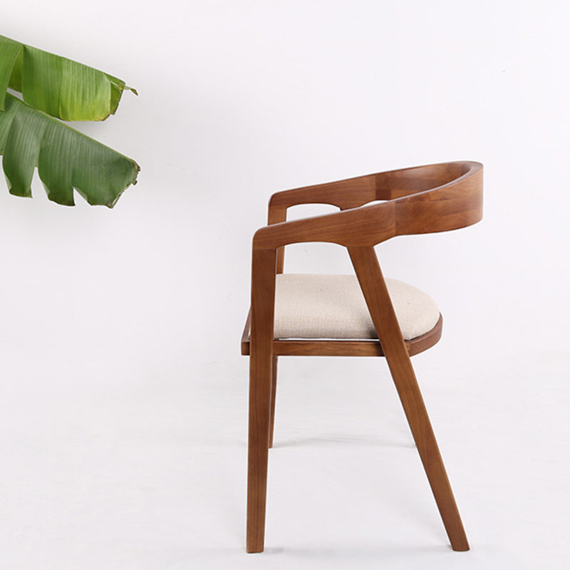 Contemporary Upholstered Arm Chair Home Rubberwood Dining Chair