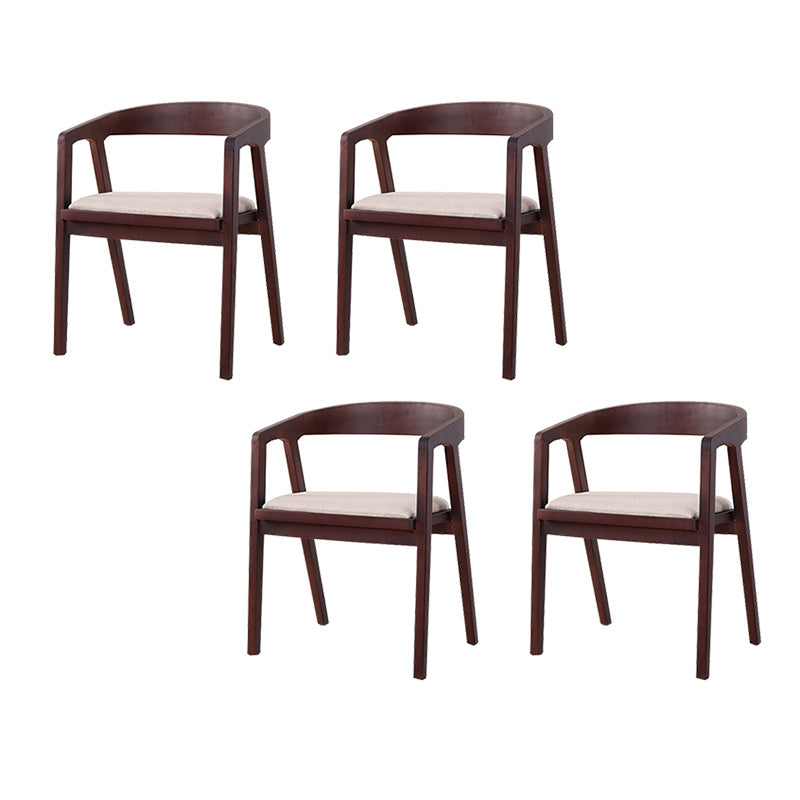 Contemporary Upholstered Arm Chair Home Rubberwood Dining Chair