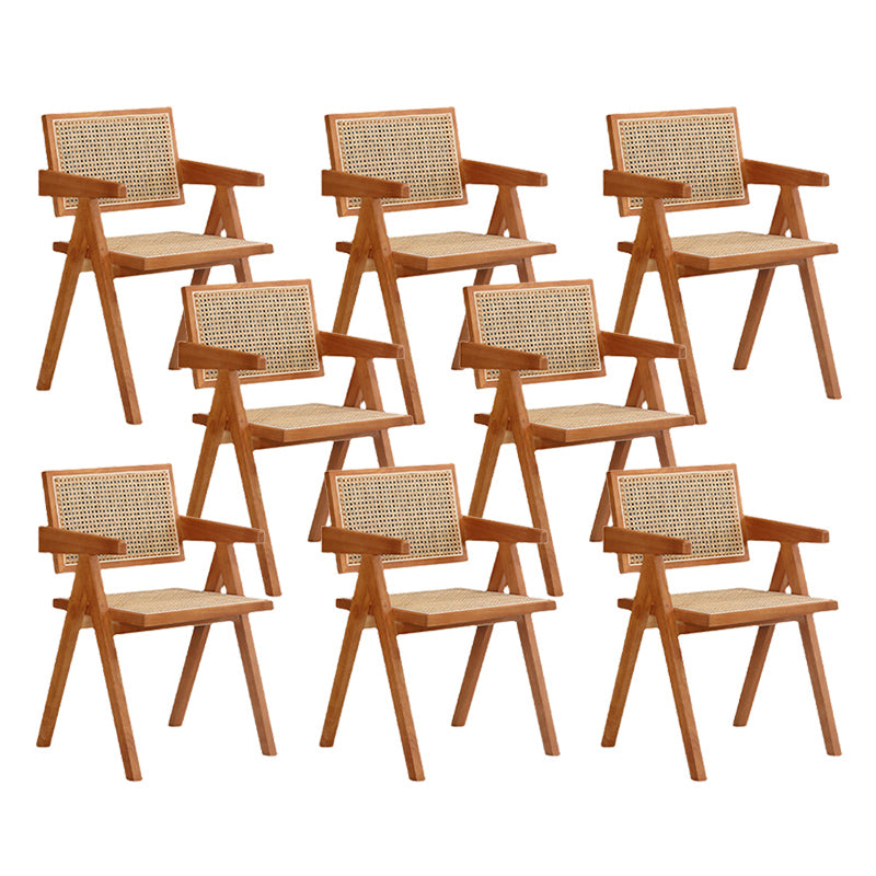 Dining Room Arm Dining Chair Home Solid Wood Cane Back Dining Chair