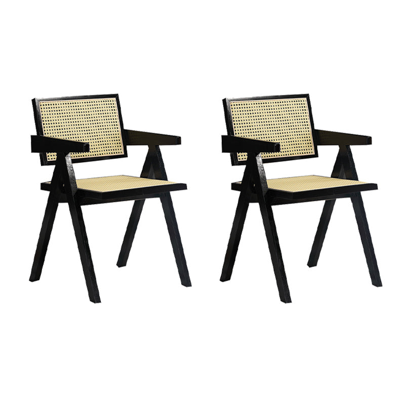 Dining Room Arm Dining Chair Home Solid Wood Cane Back Dining Chair