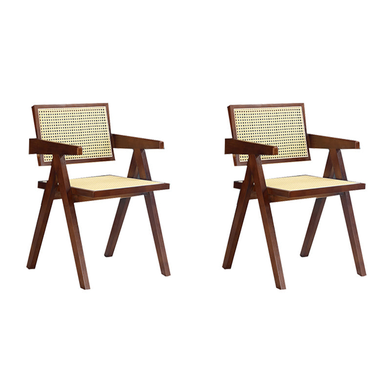 Dining Room Arm Dining Chair Home Solid Wood Cane Back Dining Chair
