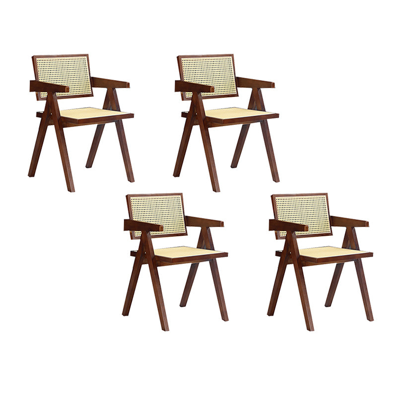 Dining Room Arm Dining Chair Home Solid Wood Cane Back Dining Chair