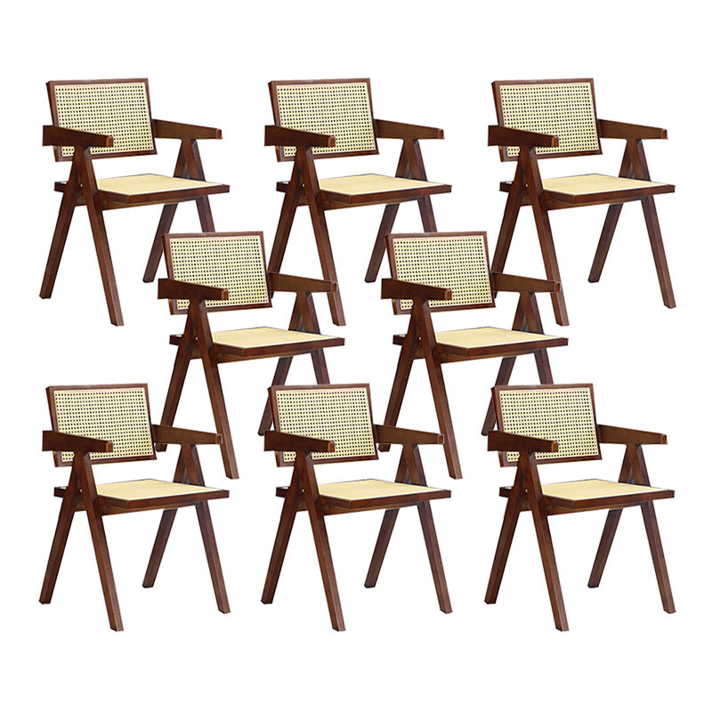 Dining Room Arm Dining Chair Home Solid Wood Cane Back Dining Chair