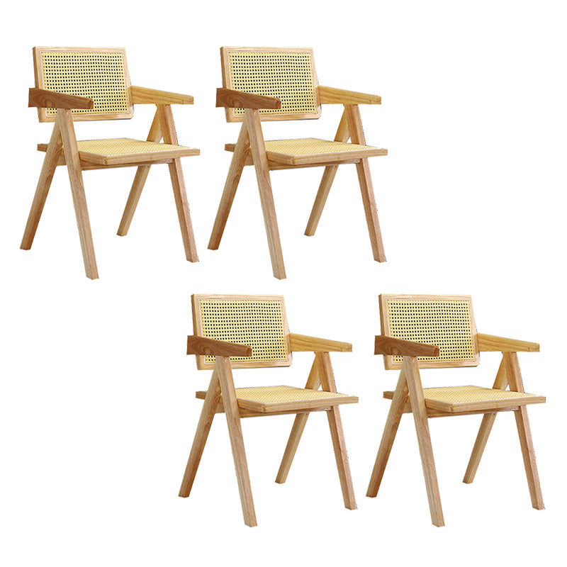 Dining Room Arm Dining Chair Home Solid Wood Cane Back Dining Chair