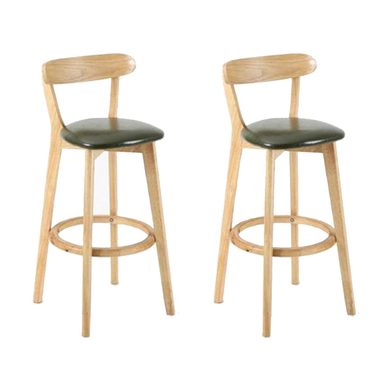 Industrial Backrest Armless Counter Stool Wood Cafe Bar Stool with Cushion and Pedal