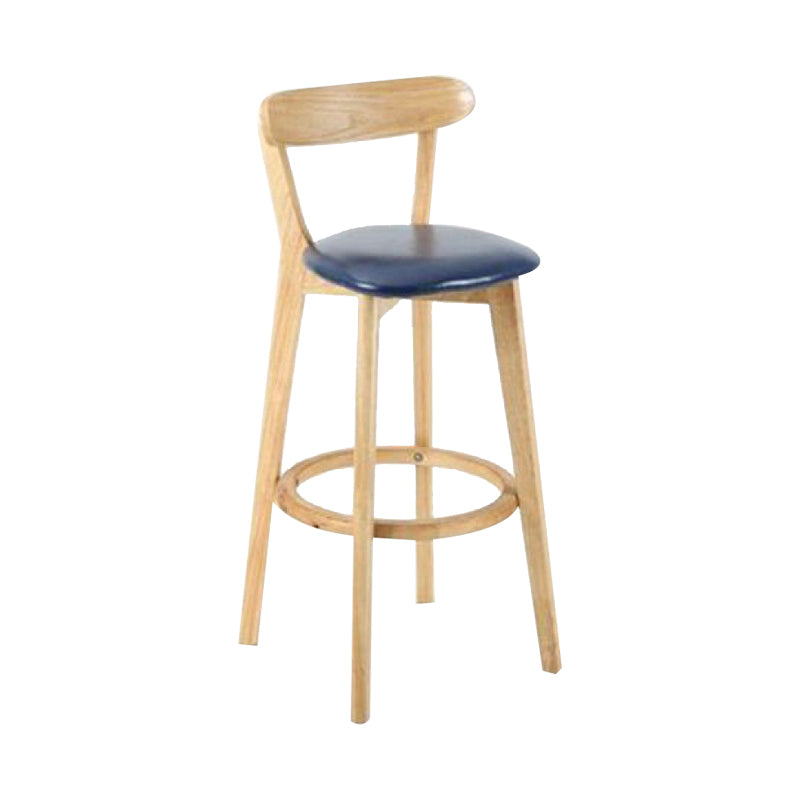 Industrial Backrest Armless Counter Stool Wood Cafe Bar Stool with Cushion and Pedal
