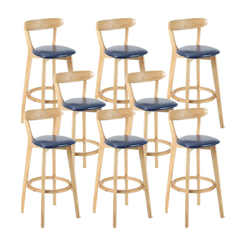 Industrial Backrest Armless Counter Stool Wood Cafe Bar Stool with Cushion and Pedal