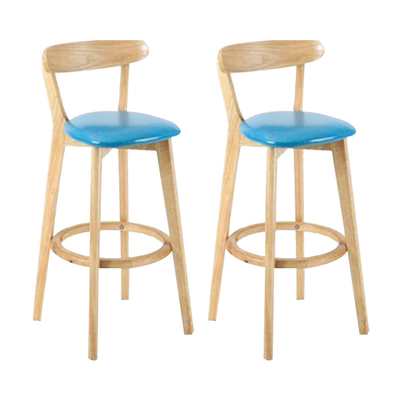 Industrial Backrest Armless Counter Stool Wood Cafe Bar Stool with Cushion and Pedal