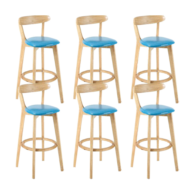 Industrial Backrest Armless Counter Stool Wood Cafe Bar Stool with Cushion and Pedal