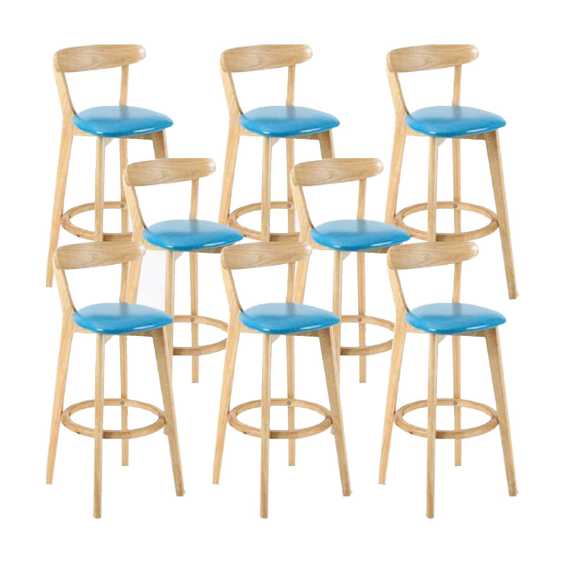 Industrial Backrest Armless Counter Stool Wood Cafe Bar Stool with Cushion and Pedal
