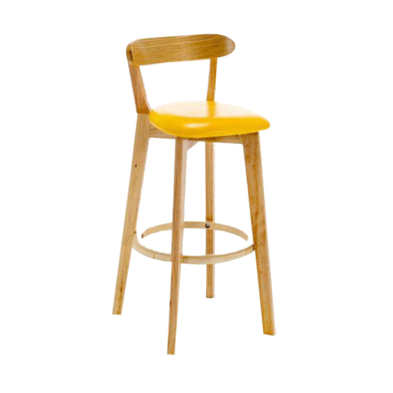 Industrial Backrest Armless Counter Stool Wood Cafe Bar Stool with Cushion and Pedal