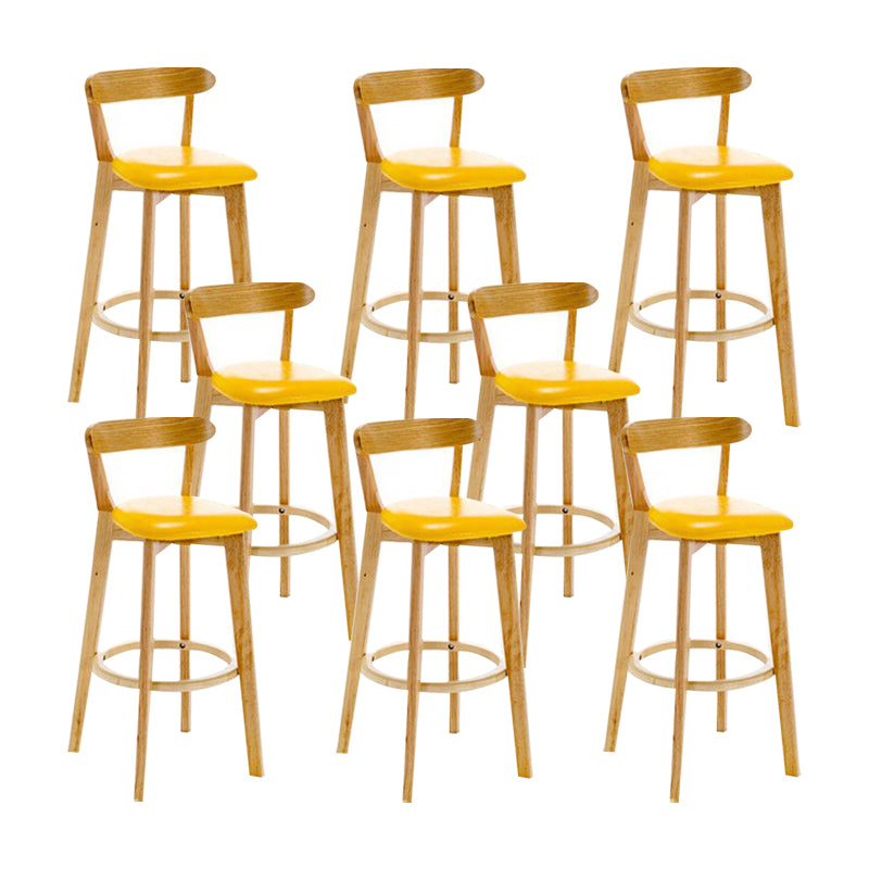 Industrial Backrest Armless Counter Stool Wood Cafe Bar Stool with Cushion and Pedal