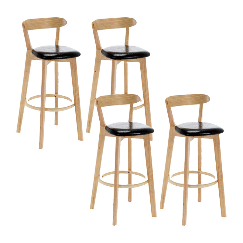 Industrial Backrest Armless Counter Stool Wood Cafe Bar Stool with Cushion and Pedal