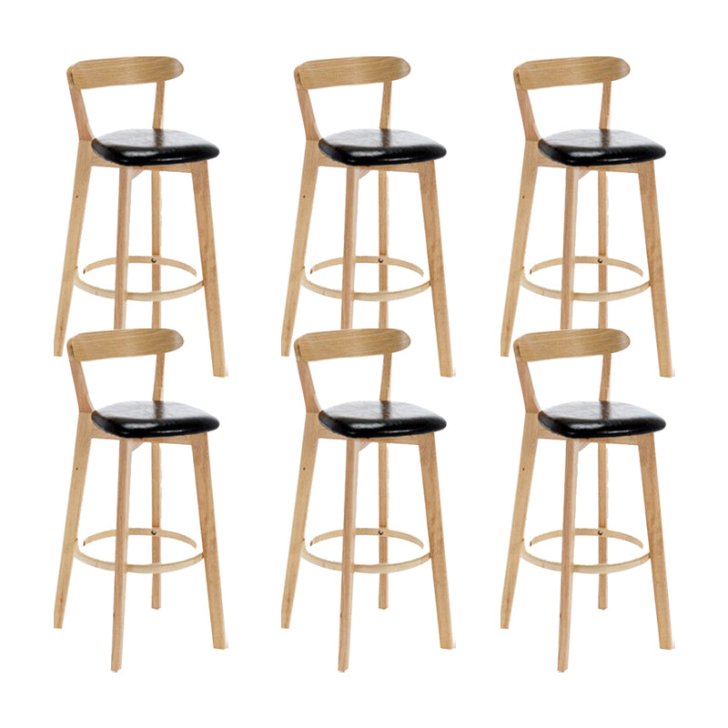 Industrial Backrest Armless Counter Stool Wood Cafe Bar Stool with Cushion and Pedal