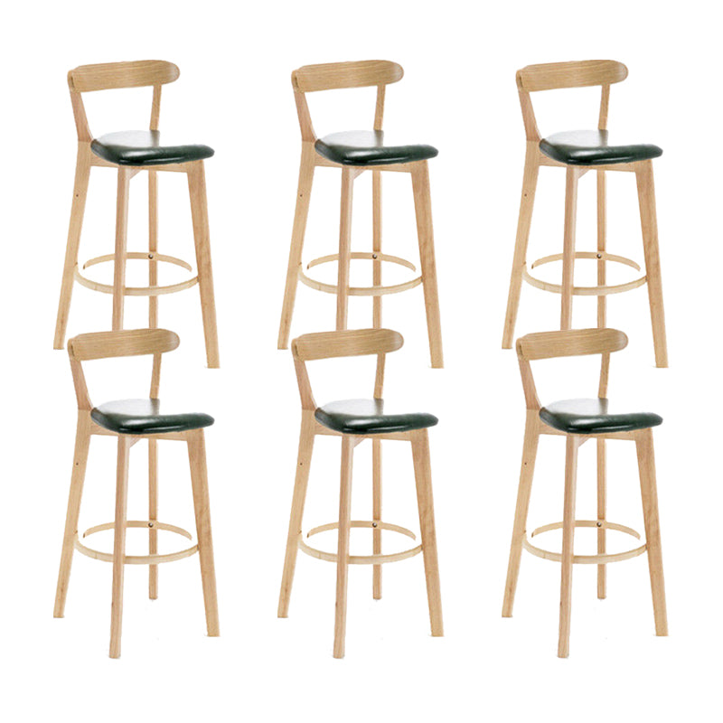 Industrial Backrest Armless Counter Stool Wood Cafe Bar Stool with Cushion and Pedal