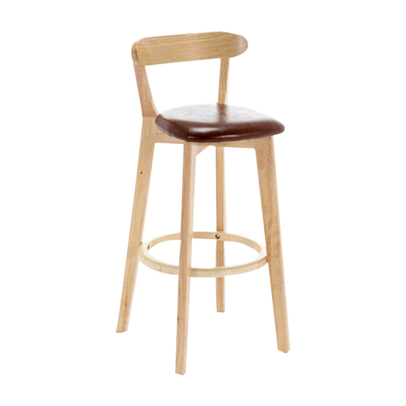 Industrial Backrest Armless Counter Stool Wood Cafe Bar Stool with Cushion and Pedal