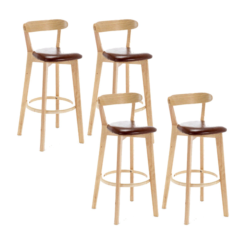 Industrial Backrest Armless Counter Stool Wood Cafe Bar Stool with Cushion and Pedal