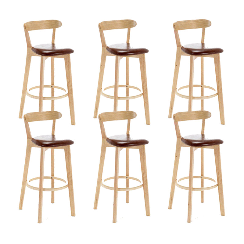 Industrial Backrest Armless Counter Stool Wood Cafe Bar Stool with Cushion and Pedal