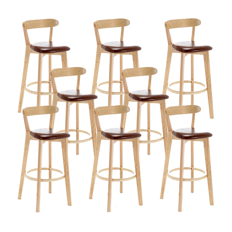 Industrial Backrest Armless Counter Stool Wood Cafe Bar Stool with Cushion and Pedal