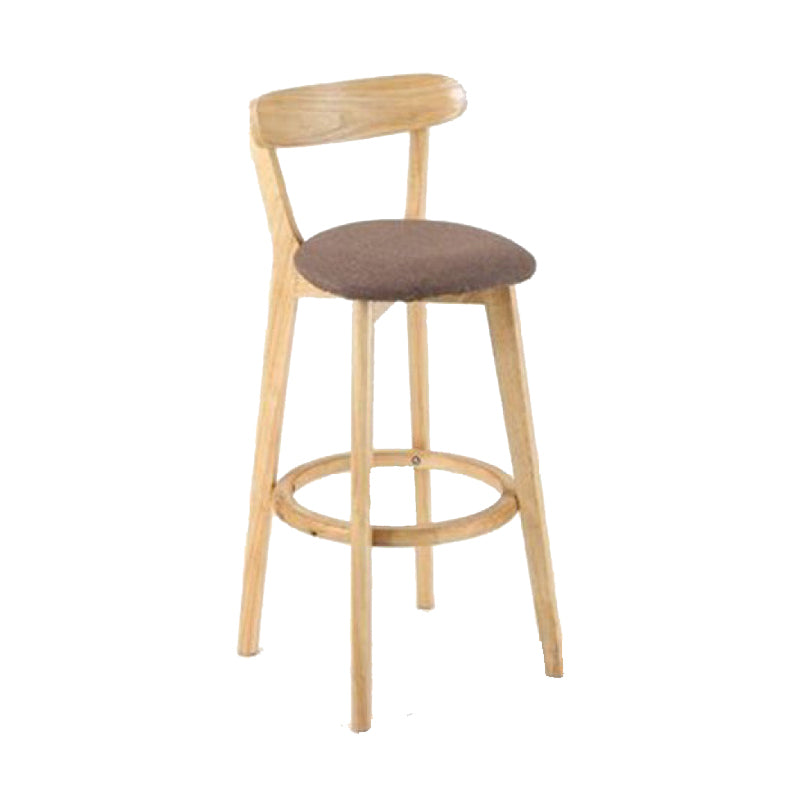 Industrial Backrest Armless Counter Stool Wood Cafe Bar Stool with Cushion and Pedal