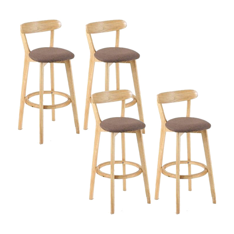 Industrial Backrest Armless Counter Stool Wood Cafe Bar Stool with Cushion and Pedal