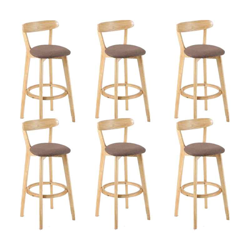 Industrial Backrest Armless Counter Stool Wood Cafe Bar Stool with Cushion and Pedal