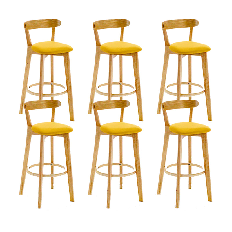 Industrial Backrest Armless Counter Stool Wood Cafe Bar Stool with Cushion and Pedal