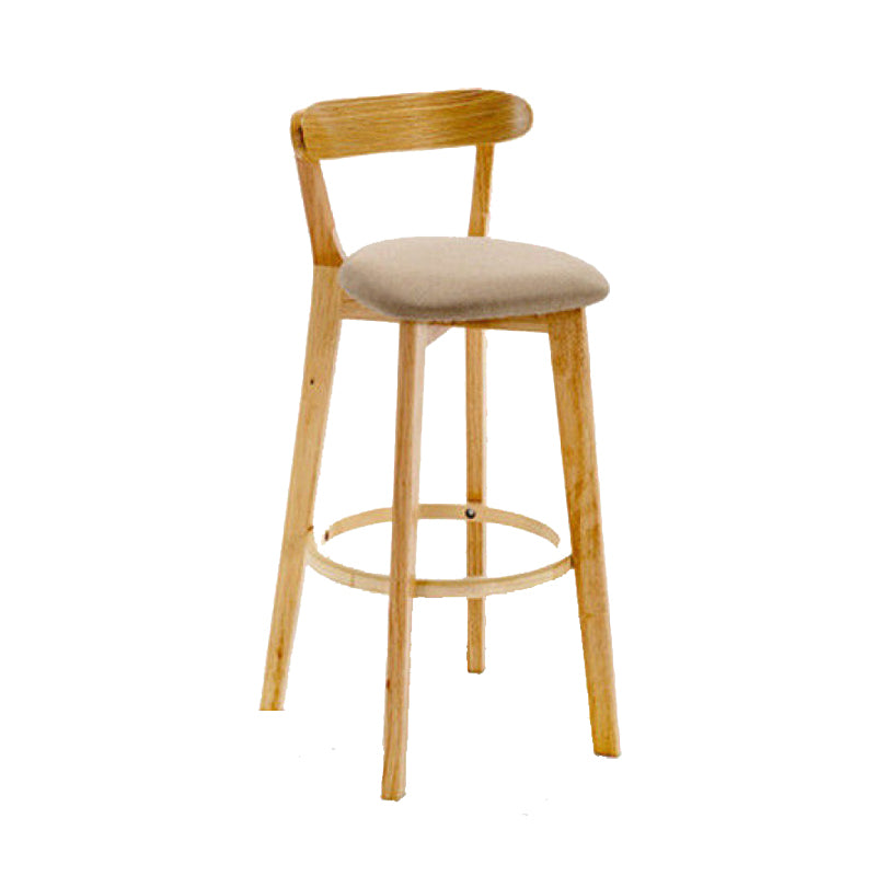 Industrial Backrest Armless Counter Stool Wood Cafe Bar Stool with Cushion and Pedal