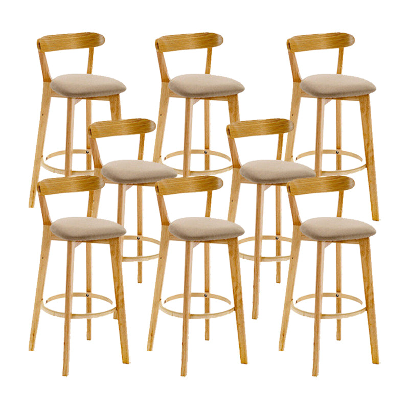 Industrial Backrest Armless Counter Stool Wood Cafe Bar Stool with Cushion and Pedal