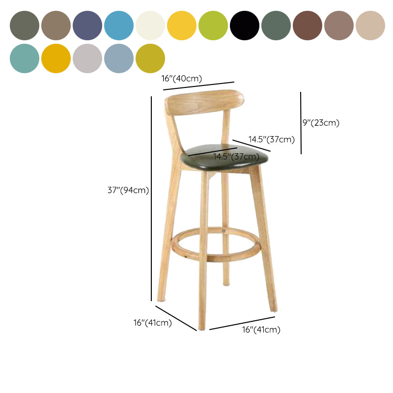 Industrial Backrest Armless Counter Stool Wood Cafe Bar Stool with Cushion and Pedal