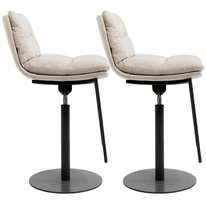 Glam Style Armless Counter Stool Leather Adjustable Height Bar Stool