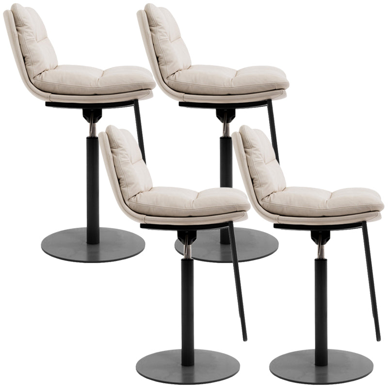 Glam Style Armless Counter Stool Leather Adjustable Height Bar Stool