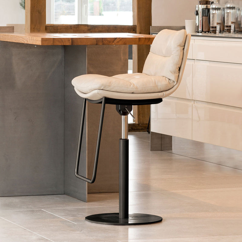 Glam Style Armless Counter Stool Leather Adjustable Height Bar Stool