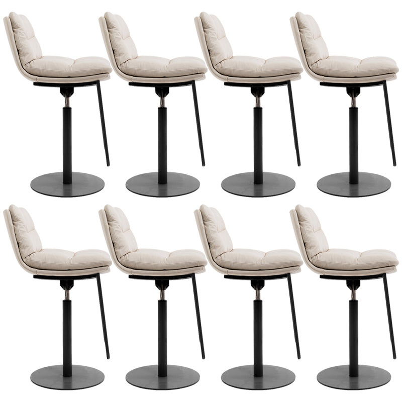 Glam Style Armless Counter Stool Leather Adjustable Height Bar Stool