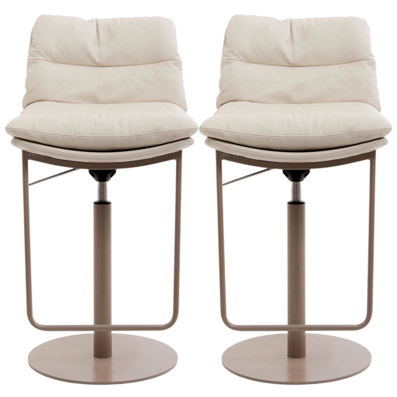 Glam Style Armless Counter Stool Leather Adjustable Height Bar Stool