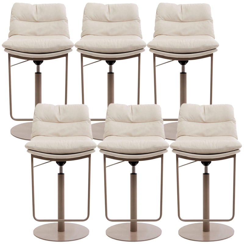 Glam Style Armless Counter Stool Leather Adjustable Height Bar Stool