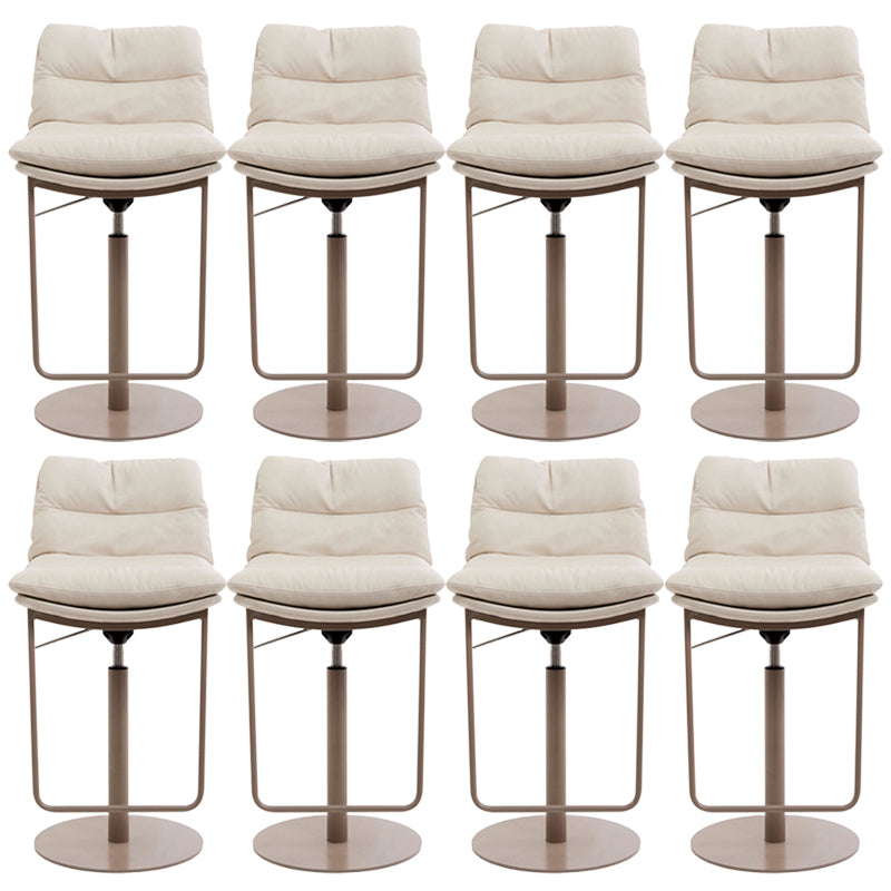 Glam Style Armless Counter Stool Leather Adjustable Height Bar Stool