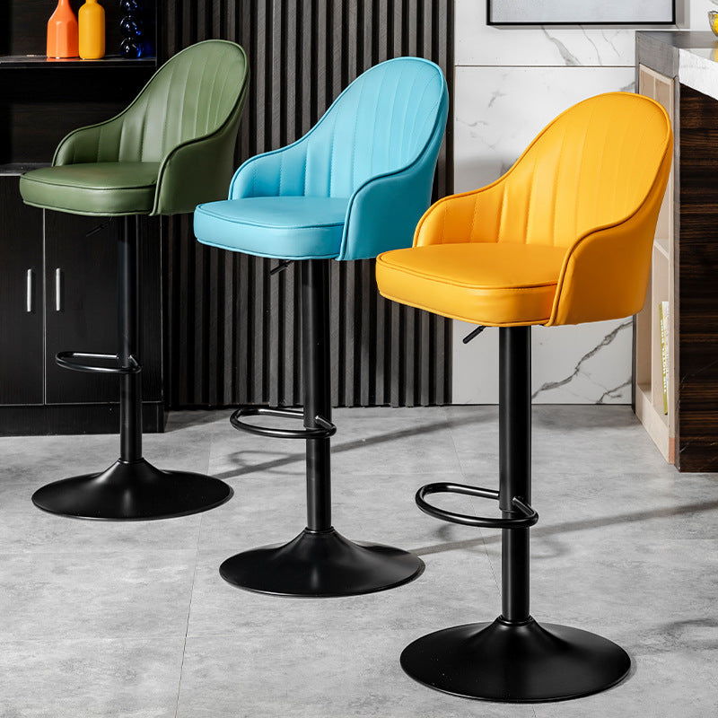 Industrial Liftable Bar Stool PU Leather Counter Bar Stool with Metal Legs for Home