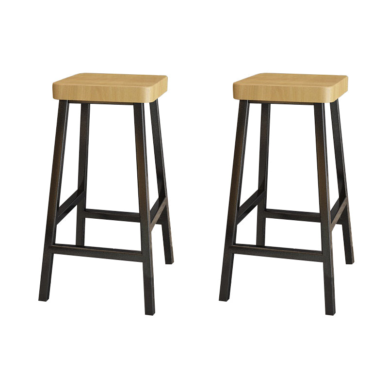 Modern Armless Counter Stool Pine Wood Bar Stool with Pedal for Cafe