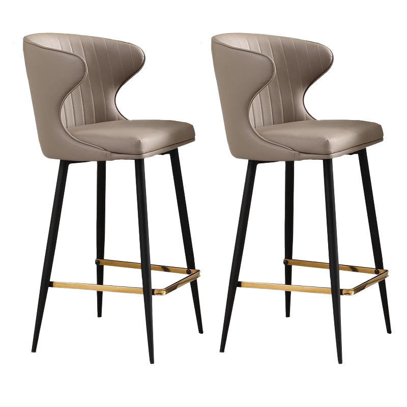 Glam Backrest Armrest Counter Stool Iron Bar Stool with Cushion and Pedal for Cafe