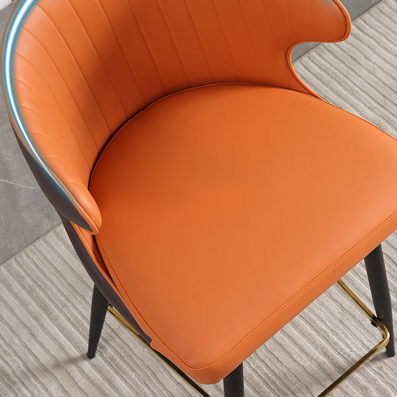 Glam Backrest Armrest Counter Stool Iron Bar Stool with Cushion and Pedal for Cafe